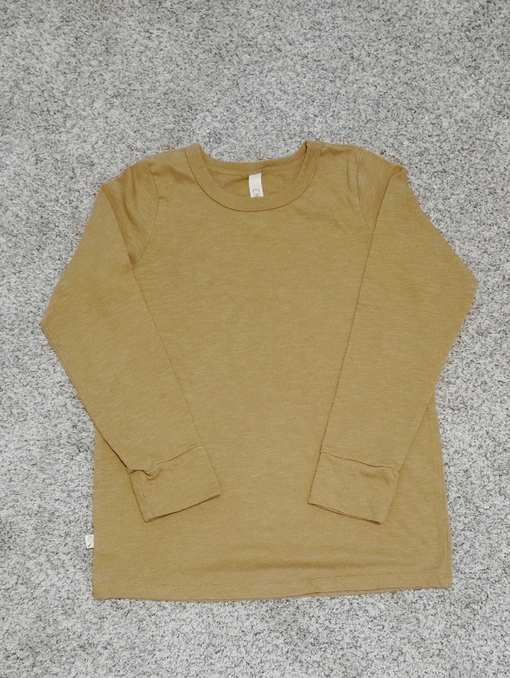 Kids Long Sleeve Crew Tee in Mustard